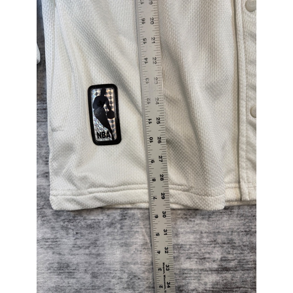 Vintage Pro Layer Detroit Pistons NBA Warm Up Jacket Mens Medium White 90s Mesh - Picture 7 of 8
